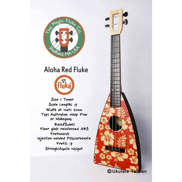 【台灣烏克麗麗 專門店】FLUKE 瘋狂跳蚤全面侵台! ALOHA RED FLUKE UKULELE 26吋 美國原廠製造 (附琴袋+調音器+教材)