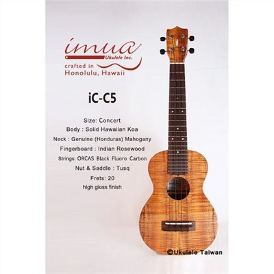 【台灣烏克麗麗 專門店】 IMUA UKULELE 夏威夷手工琴 23吋 IC-C5