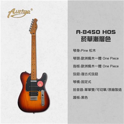 【台灣烏克麗麗 專門店】 歐雷加 Auriga 電吉他 Telecaster A-8450 HOS 歐洲楓木一體式 單單雙/可切單 (附琴袋)