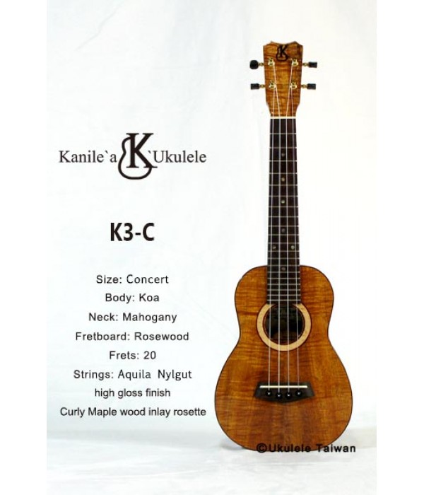 【台灣烏克麗麗 專門店】Kanile'a ukulele 烏克麗麗 K3-C premium 夏威夷手工琴 (空運來台)